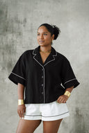 Linen Short Sleeve Shirt - Black
