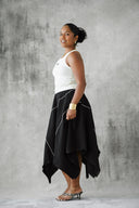 Midi Linen Skirt - Black
