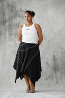 Midi Linen Skirt - Black
