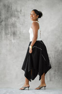 Midi Linen Skirt - Black