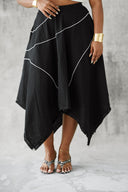 Midi Linen Skirt - Black