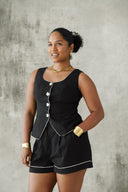 Linen Vest - Black
