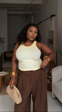 Butter Yellow Tank Top + Chocolate High-Waist Trousers - Bundle