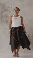 Midi Linen Skirt - Black